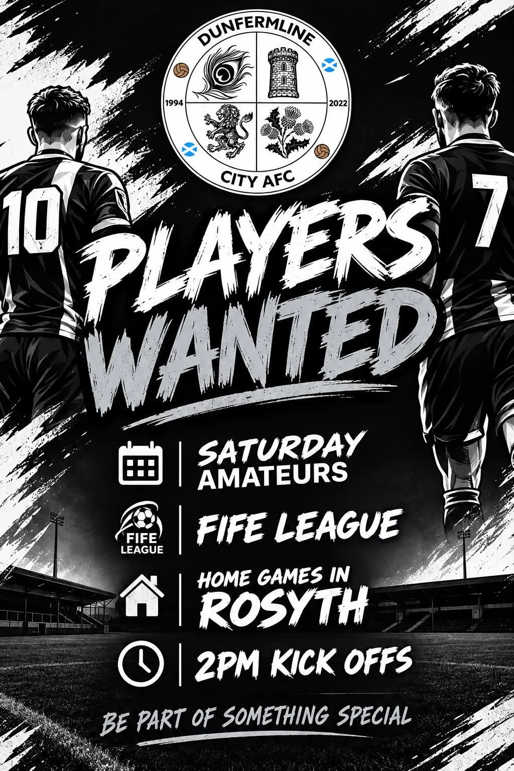 Dunfermline City AFC - Players Wanted flyer