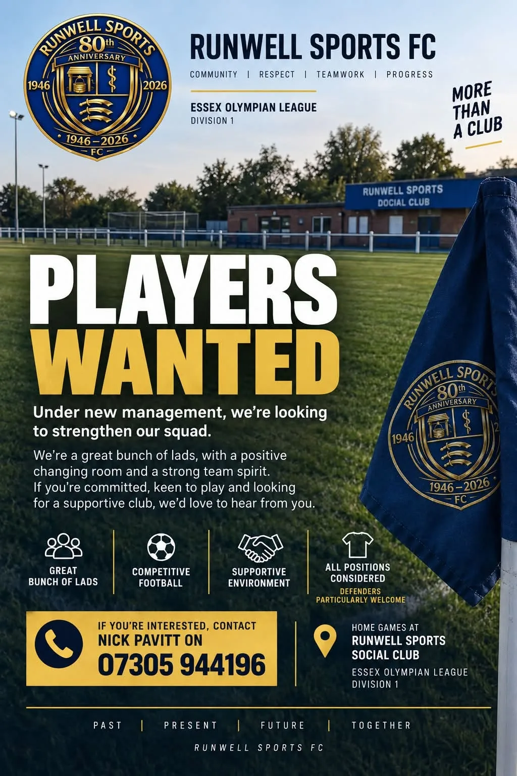 Runwell Sports FC - Players Wanted flyer