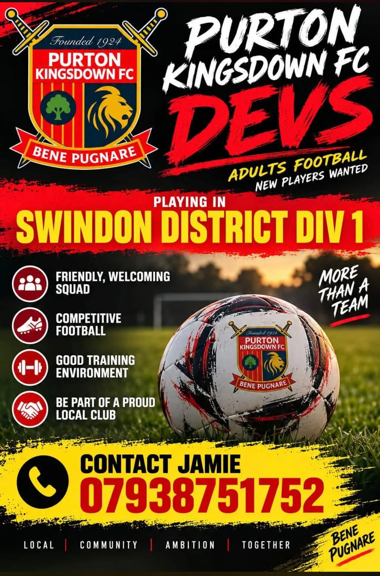 Purton Kingsdown FC Development Team – Players Wanted flyer