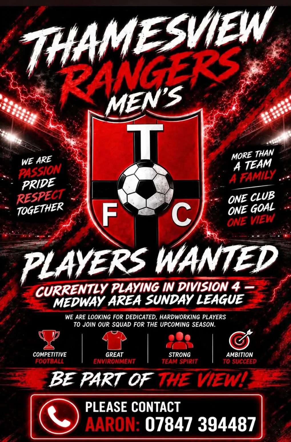 Thamesview Rangers Men’s – Players Wanted flyer